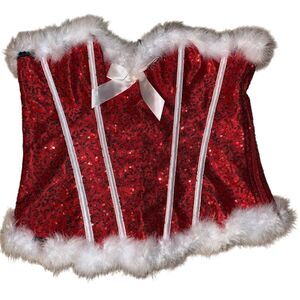 Bslingerie XXL Red Christmas Mrs.‎ Claus Corset Bustier Top